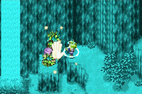 Golden Sun has limited character animations while in the local scene, but these are compensated through other graphical effects.